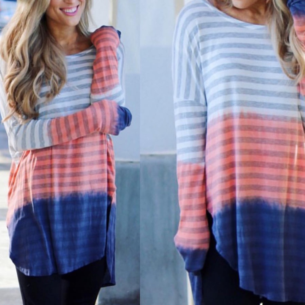 Peach Love Color Block Top